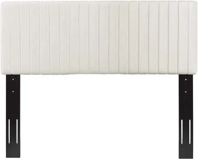 Alt view image 5 of 5 - Modway Keira Channel Tufted Performance Velvet Upholstered Full / Queen Headboard in Ivory