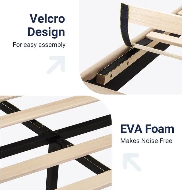 Alt view image 5 of 7 - Allewie Queen Size Platform Bed Frame with Fabric Upholstered Headboard and Wooden Slats Support, Fully Upholstered Mattress Foundation/No Box Spring Needed/Easy Assembly, Beige