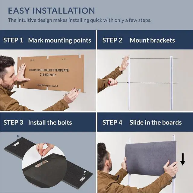 Alt view image 4 of 6 - BELLEZE Upholstered Wall Panels, Twin, Single, or Queen Size Wall Mounted Headboards - Pack of 4 Panels, Grey (Each Individual Panel 38" x 11.5")