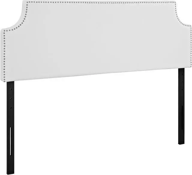 Alt view image 3 of 4 - ModwayMOD-5393-WHILauraUpholstered Faux Leather Headboard With Cut-Out Edges and Nailhead TrimQueen HeadboardWhite