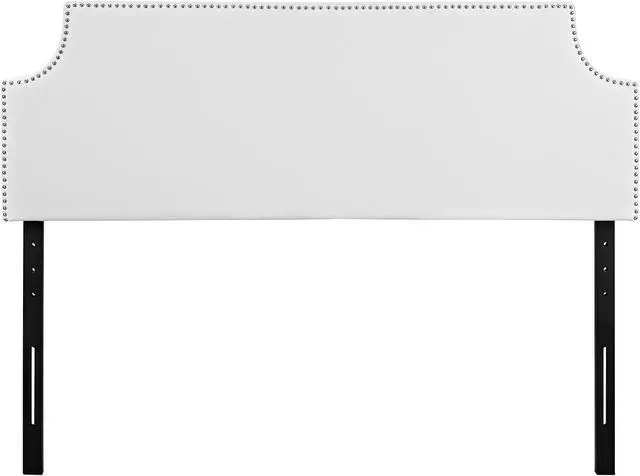 Alt view image 4 of 4 - ModwayMOD-5393-WHILauraUpholstered Faux Leather Headboard With Cut-Out Edges and Nailhead TrimQueen HeadboardWhite