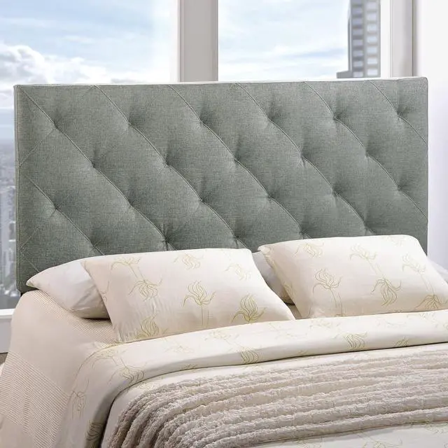Main image of Modway Theodore Tufted Diamond Pattern Linen Fabric Upholstered Queen Headboard in Gray