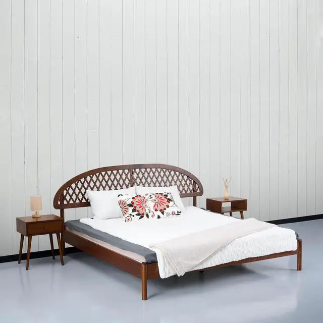 Alt view image 7 of 7 - NTC Gem Wooden Bed Frame with Headboard, Crafted from Walnut, Rubber Wood with Silent Slats and Wood Central Supports, 1000 Lb Capacity, Effortless Assembly, King - Dark Walnut