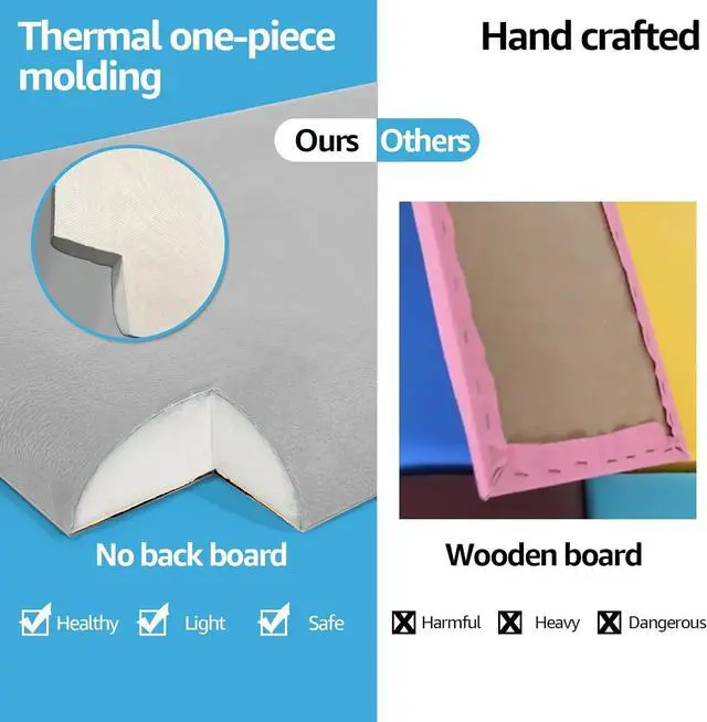 Alt view image 6 of 7 - Art3d Peel and Stick Headboard for Twin, Full and Queen in Velvet Stone, Pack of 6 Panels Sized 9.84" x 23.62", Soundproof Wall Panels 3D, Upholstered Wall Panel