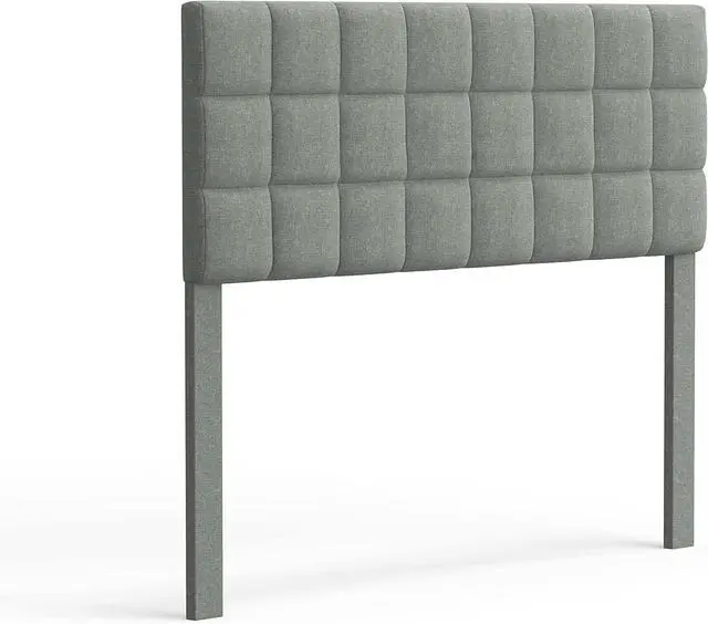 Alt view image 6 of 7 - Glenwillow Home Varia 20" Tall Panel Upholstered Headboard, 3-Row Square Tufting, Full Size, Light Gray