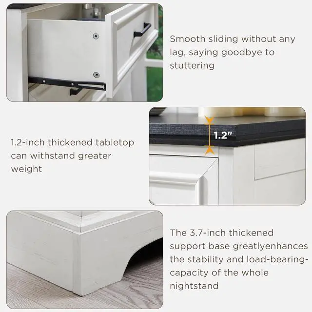 Alt view image 5 of 7 - Farmhouse 5 Drawers Dresser Chests for Bedroom,46" Tall Wood Rustic Chest of Drawers with Wide Metal Handle,Natural Texture,Drawer Organizer for Bedroom,Living Room,Hallway and Entryway,White
