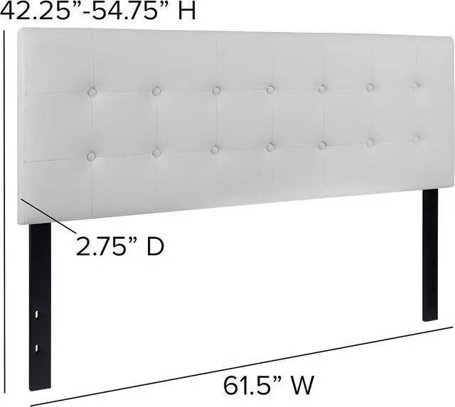 Alt view image 2 of 7 - Button Tufted Upholstered Queen Size Headboard in White Vinyl