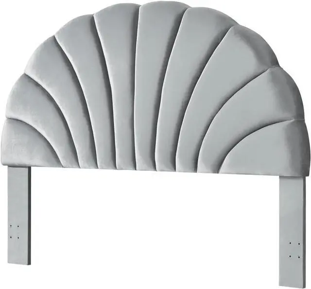 Alt view image 3 of 6 - 24KF Stunning Crown Design King Headboard, Upholstered Soft Velvet Petal Pattern Headboard King/CA King-Gray