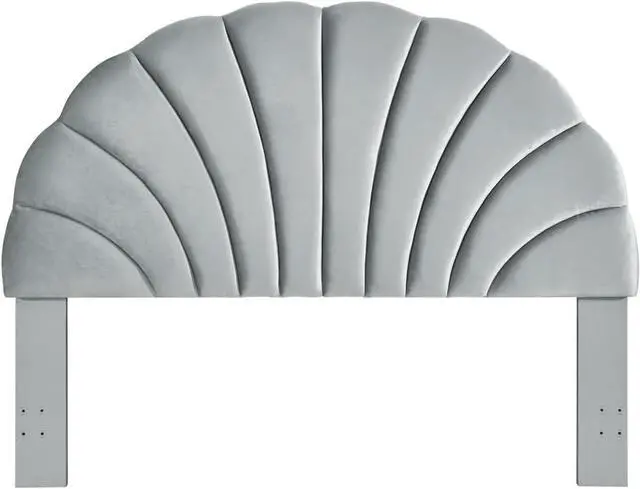 Alt view image 4 of 6 - 24KF Stunning Crown Design King Headboard, Upholstered Soft Velvet Petal Pattern Headboard King/CA King-Gray