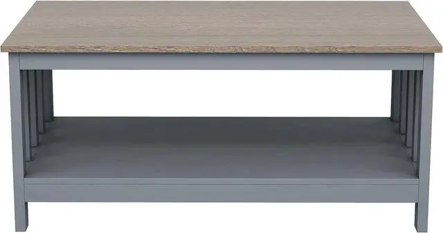 Alt view image 7 of 7 - ChooChoo Coffee Table for Living Room, Grey Coffee Table with Shelf, 40 Inch