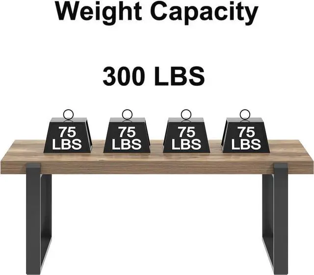 Alt view image 6 of 7 - FOLUBAN Rustic Coffee Table, Modern Wood and Metal Industrial Center Table for Living Room, 47 Inch Oak