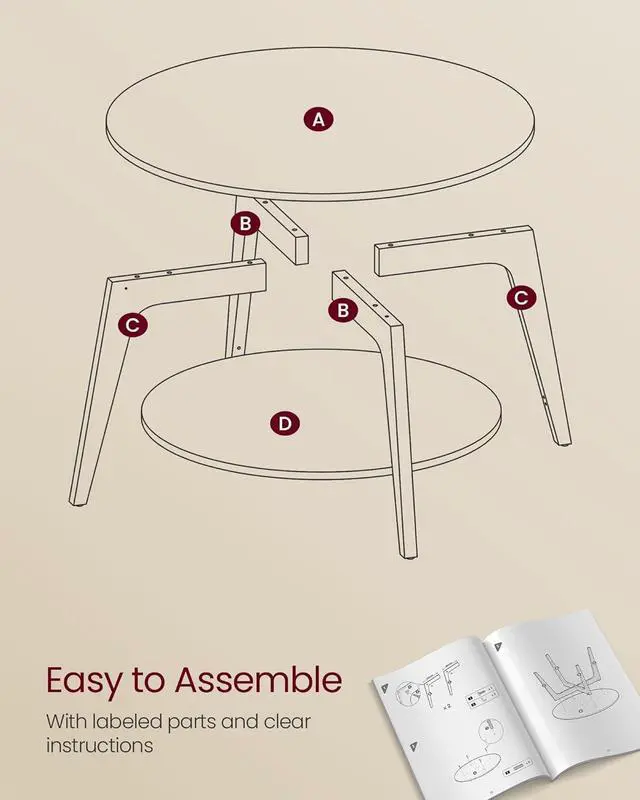 Alt view image 7 of 7 - VASAGLE Round Coffee Table, 2 Tier Coffee Table with Storage, for Living Room, 31.5 x 17.7 Inches, Easy to Assemble, Charcoal Gray ULCT243B22