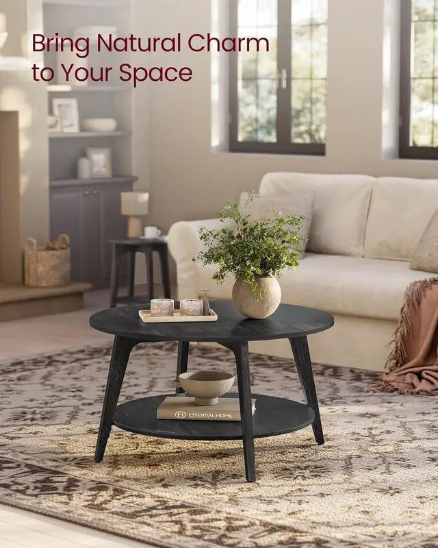 Alt view image 4 of 7 - VASAGLE Round Coffee Table, 2 Tier Coffee Table with Storage, for Living Room, 31.5 x 17.7 Inches, Easy to Assemble, Charcoal Gray ULCT243B22