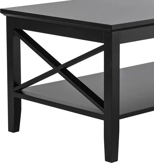 Alt view image 4 of 7 - ChooChoo Oxford Coffee Table with Thicker Legs, Black Wood Coffee Table with Storage for Living Room