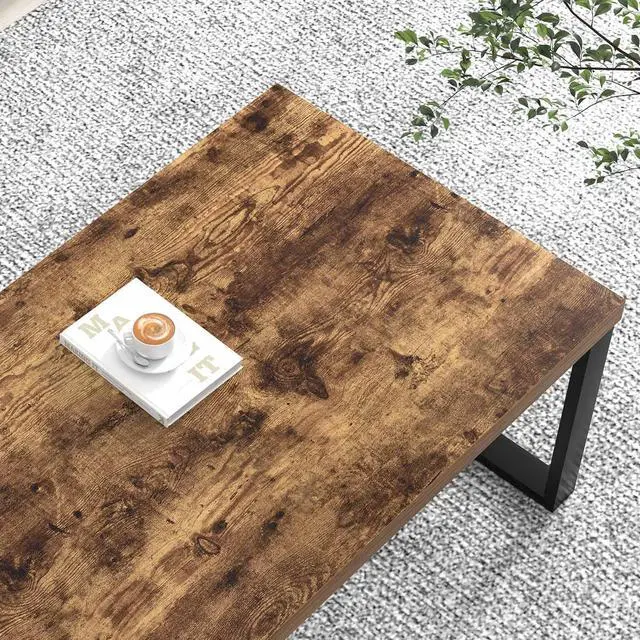 Alt view image 5 of 7 - EXCEFUR Modern Coffee Table, Industrial Wood and Metal Center Table for Living Room, Rectangle Cocktail Tea Table for Home Office, Rustic Brown, 47 Inch