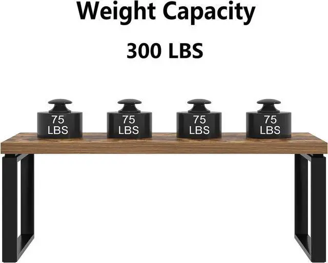 Alt view image 7 of 7 - EXCEFUR Modern Coffee Table, Industrial Wood and Metal Center Table for Living Room, Rectangle Cocktail Tea Table for Home Office, Rustic Brown, 47 Inch