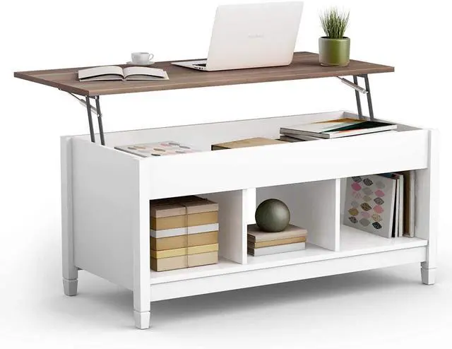 Main image of Tangkula Wood Lift Top Coffee Table, Modern Coffee Table w/Hidden Compartment and Open Storage Shelf for Living Room Office Reception Room (White)