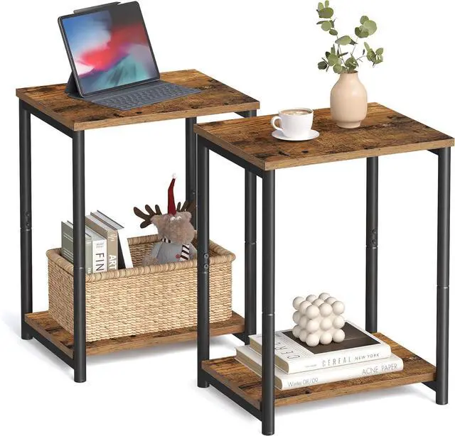 Main image of VASAGLE Side Tables Set of 2, Small End Table, Nightstand for Living Room, Bedroom, Office, Bathroom, Rustic Brown and Black ULET272B01