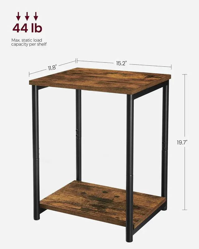 Alt view image 3 of 7 - VASAGLE Side Tables Set of 2, Small End Table, Nightstand for Living Room, Bedroom, Office, Bathroom, Rustic Brown and Black ULET272B01