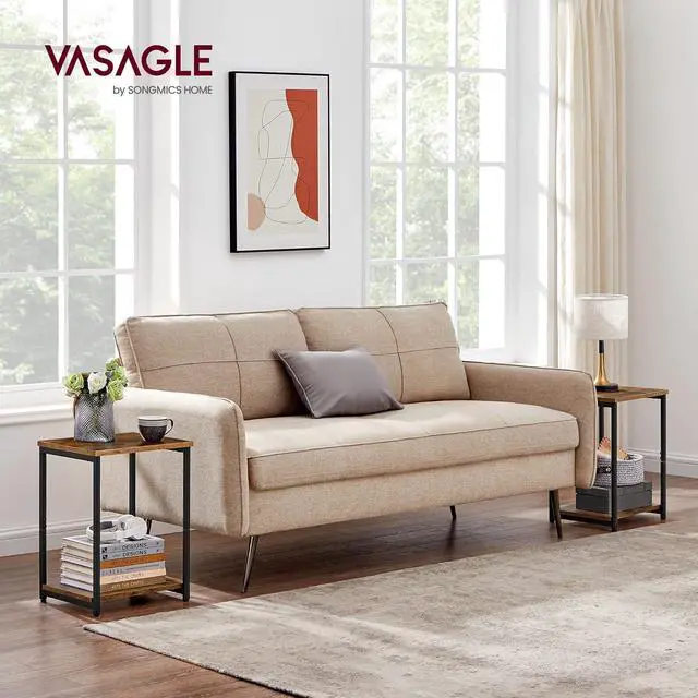 Alt view image 2 of 7 - VASAGLE Side Tables Set of 2, Small End Table, Nightstand for Living Room, Bedroom, Office, Bathroom, Rustic Brown and Black ULET272B01