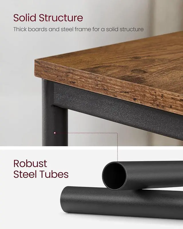 Alt view image 5 of 7 - VASAGLE Side Tables Set of 2, Small End Table, Nightstand for Living Room, Bedroom, Office, Bathroom, Rustic Brown and Black ULET272B01