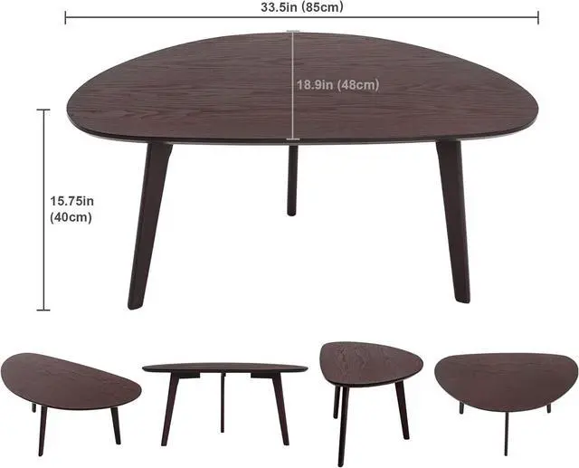 Alt view image 3 of 7 - FIRMINANA Small Oval Coffee Table for Living Room,Mango Tabletop Mid Century Modern Coffee Table,Espresso,18.9" D x 33.47" W x 15.75" H