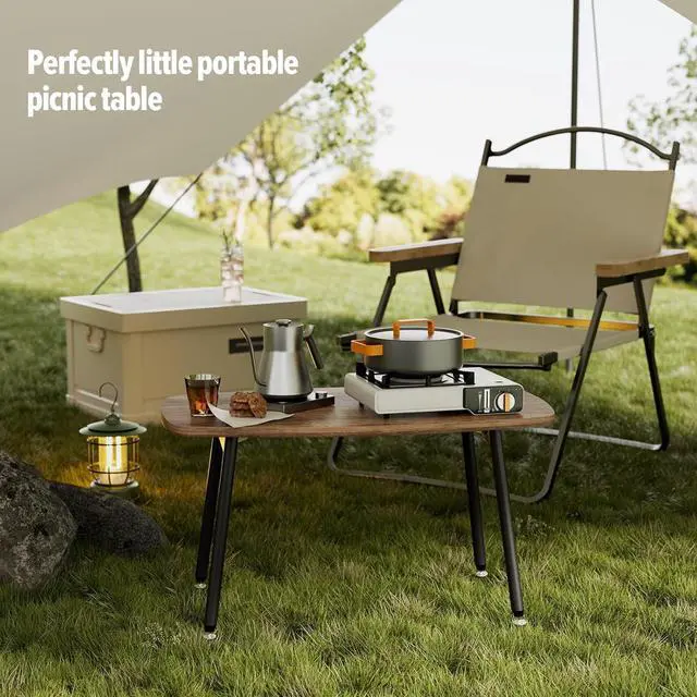 Alt view image 7 of 7 - WOHOMO Folding Coffee Table Rustic Small Coffee Tables for Living Room Farmhouse Portable Table for Small Spaces Rectangular Mid Century Coffee Table, No Assembly 31.5 * 15.7 * 17.7IN, Walnut