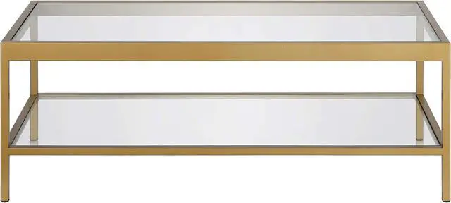 Alt view image 4 of 5 - Henn&Hart 45" Wide Rectangular Rectangular Coffee Table in Brass, Modern Rectangular Coffee Tables for living room, studio apartment essentials