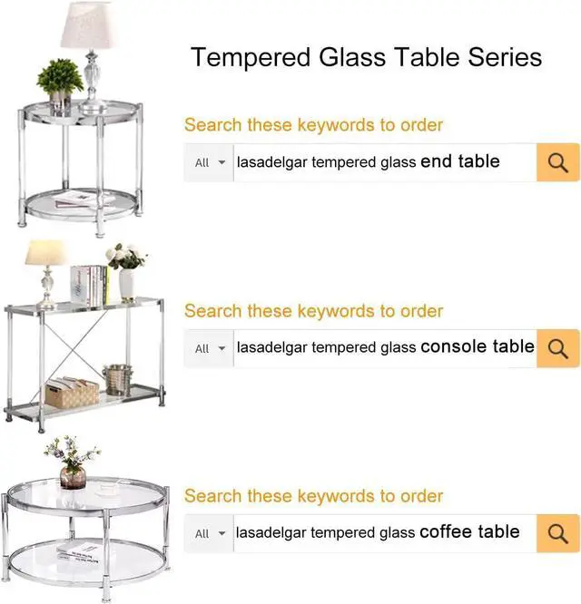 Alt view image 4 of 7 - Tempered Glass Round Coffee Table, 32.3" Modern Acrylic Legs Circle Coffee Table for Living Room