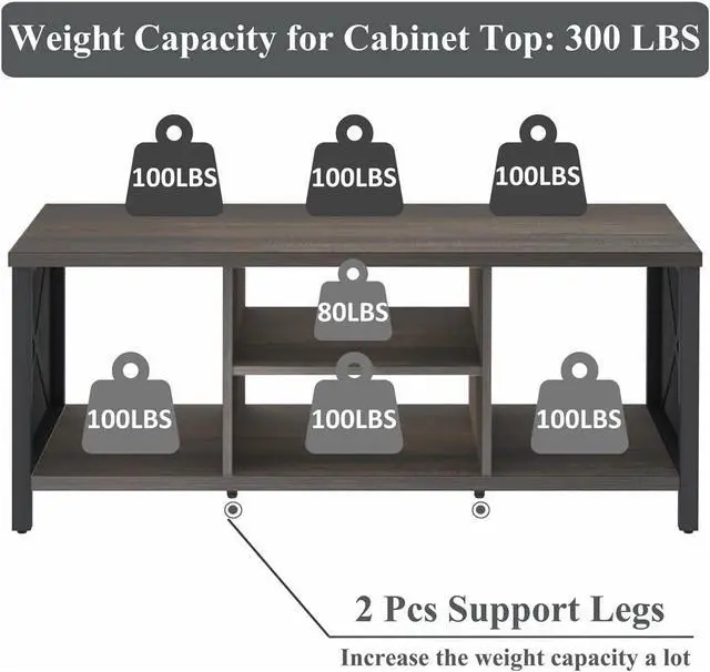 Alt view image 5 of 7 - FATORRI Rustic Coffee Table for Living Room, Farmhouse Dark Wood Center Table, Industrial Rectangle Cocktail Tea Tables (Walnut Brown)