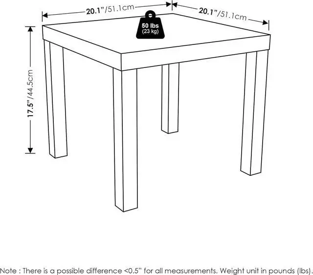Alt view image 3 of 6 - Furinno Classic Homey Square Parsons Side End Table, 1-Pack, Black