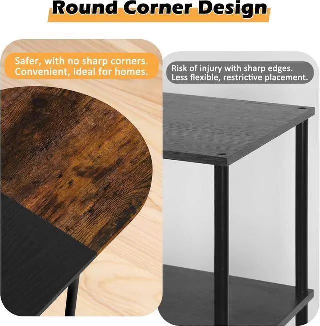 Alt view image 5 of 7 - ETELI Small Round Coffee Tables for Small Space Farmhouse Oval Coffee Table with 2-Tier Storage Shelf Circle Center Tea Table for Living