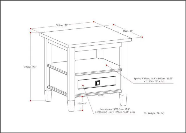 Alt view image 3 of 7 - SIMPLIHOME Warm Shaker SOLID WOOD 20 inch Wide Rectangle Rustic End Table in Distressed Charcoal Brown with Storage, 1 Drawer, 1 Shelf, for the Living Room and Bedroom