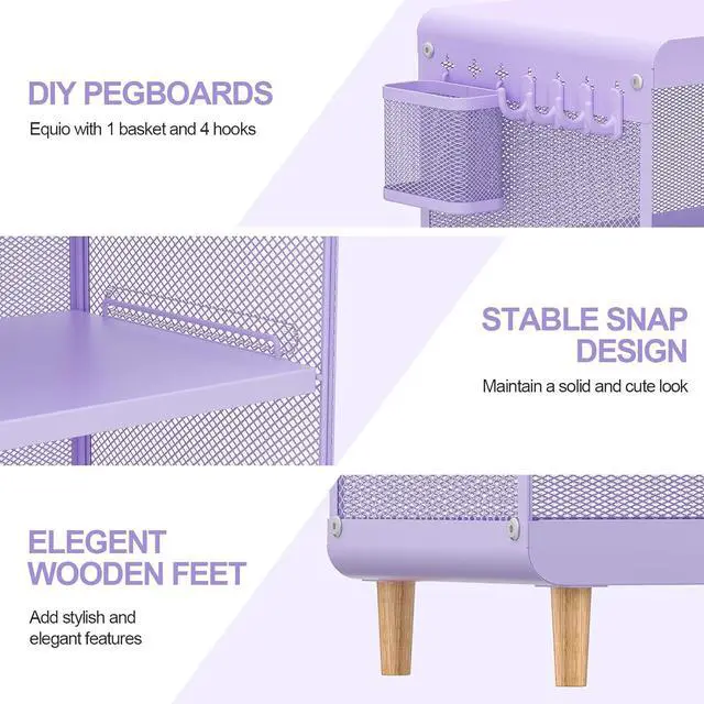 Alt view image 5 of 7 - Kids Nightstand,Kids Bedside Table,Teen Girls Night Stand,Toddler Night Stand,End Table for Girls Room Storage,Purple Nightstand