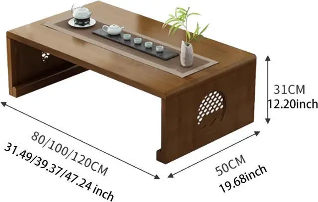 Alt view image 2 of 5 - Folding Coffee Table Foldable Japanese Floor Table Low Table for Living Room,Dining Room,Tea,Tatami,Home Decoration (39.37 * 19.68 * 12.2 INCH)