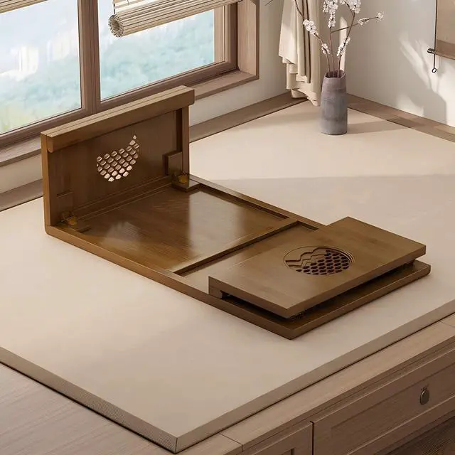 Alt view image 3 of 5 - Folding Coffee Table Foldable Japanese Floor Table Low Table for Living Room,Dining Room,Tea,Tatami,Home Decoration (39.37 * 19.68 * 12.2 INCH)