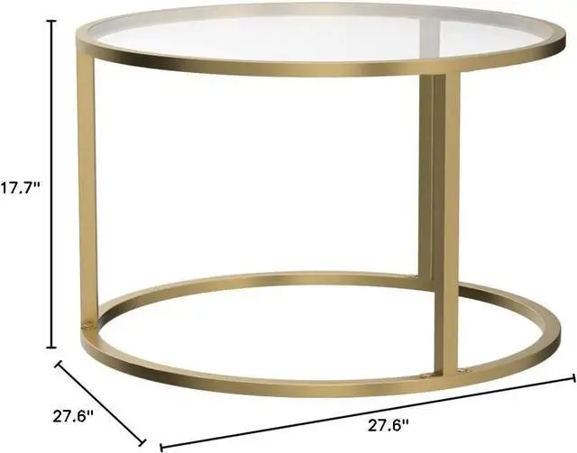 Alt view image 3 of 7 - SAYGOER Small Glass Coffee Table Round Gold Coffee Table for Small Space Modern Simple Center Table with Gold Frame for Living Room Home Office, Easy Assembly