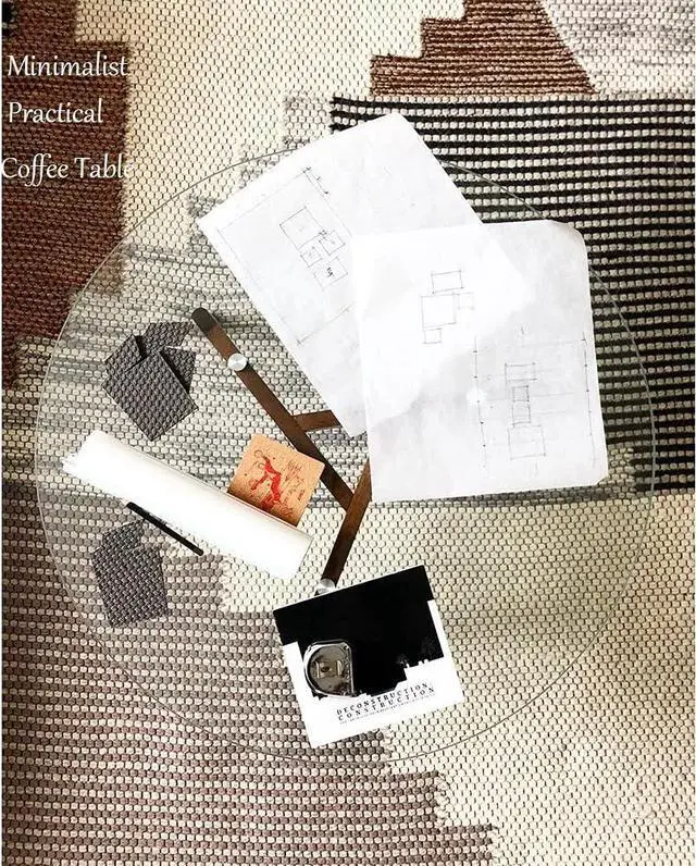 Alt view image 2 of 7 - Round Tempered Glass End Table, Round Mid Century Coffee Table, Minimalist Small Coffee Table for Small Spaces Living Room Office, with Triskele Walnut Wood Legs (23.6" D x 17.7" H)