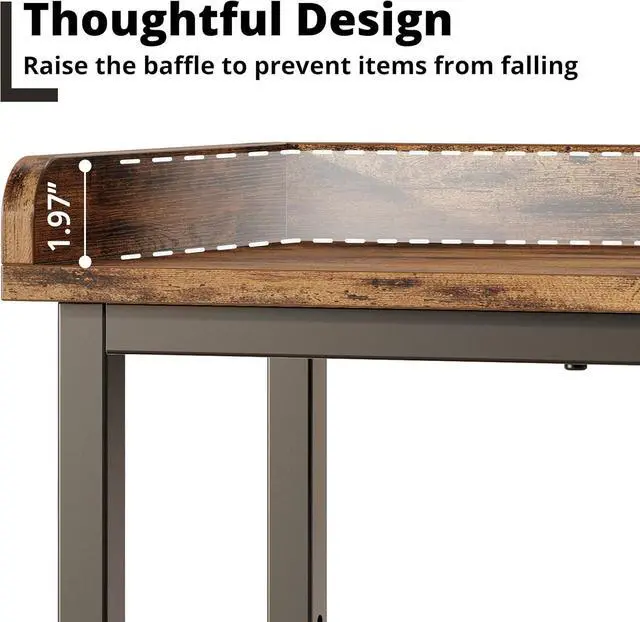 Alt view image 6 of 7 - IRONCK Console Table, Sofa Table with Power Outlet, Farmhouse Hallway Table for Entryway, Living Room, Height Adjustable, Easy Assembly, Rustic Brown, 43"