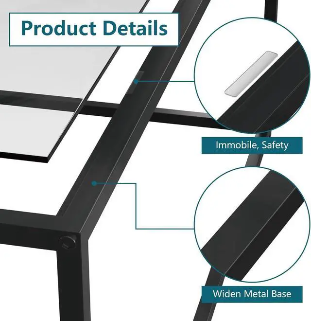 Alt view image 5 of 7 - Glass Coffee Table Modern Center Table,Minimalist Coffee Table for Living Room,Tempered Glass-top with Sturdy Metal Frame, Easy Assembly,Black