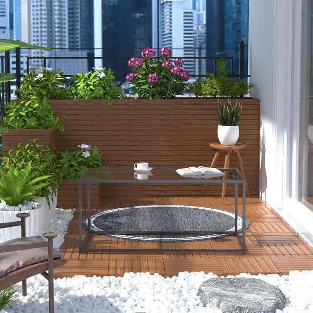 Alt view image 7 of 7 - Glass Coffee Table Modern Center Table,Minimalist Coffee Table for Living Room,Tempered Glass-top with Sturdy Metal Frame, Easy Assembly,Black