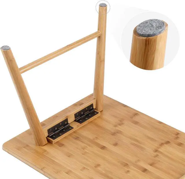 Alt view image 7 of 7 - Nnewvante Coffee Table Foldable Bamboo Mid Century Desk TV Stand with Open Storage Shelf Center Table for Living Room Furniture RV No Assembly