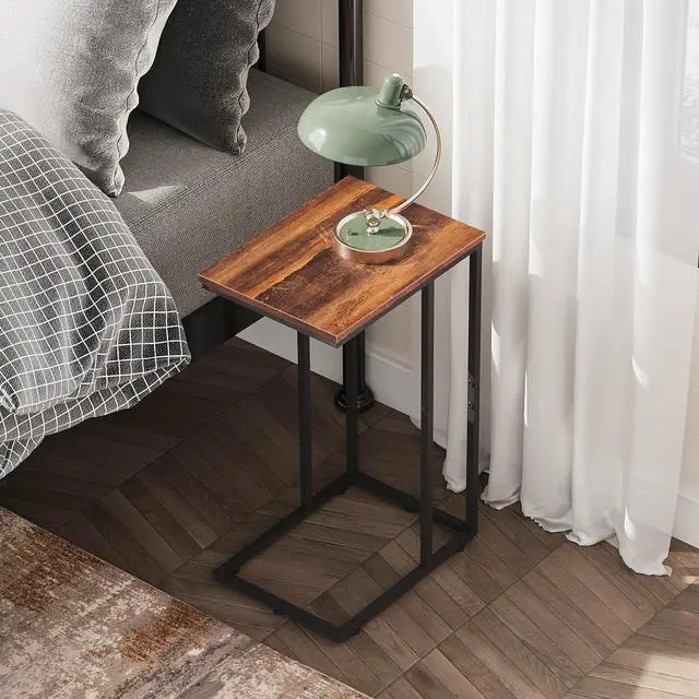 Alt view image 4 of 7 - WLIVE Side Table, C Shaped End Table for Couch, Sofa and Bed, Large Desktop C Table for Living Room, Bedroom, Retro Brown and Black