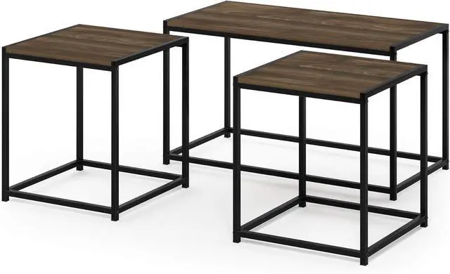 Alt view image 5 of 6 - Furinno Camus Modern Living Room Coffee Table with 2 End Tables Set, Columbia Walnut