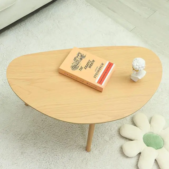 Alt view image 2 of 7 - FIRMINANA Small Oval Coffee Table Mid Century Modern for Living Room Center Minimalist Display Coffe Table,Nature Wood,18.9" D x 33.47" W 15.75" H
