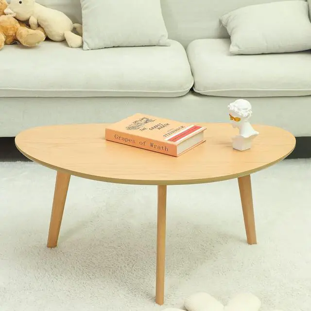 Alt view image 4 of 7 - FIRMINANA Small Oval Coffee Table Mid Century Modern for Living Room Center Minimalist Display Coffe Table,Nature Wood,18.9" D x 33.47" W 15.75" H