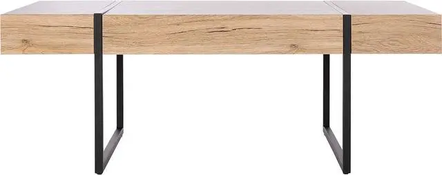 Main image of SAFAVIEH Home Collection Tristan Modern Rectangular Coffee Table COF7000B, 43.3" W x 23.6" L x 15.7" H, Natural/Black Metal Legs