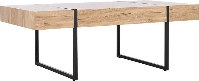 Alt view image 4 of 7 - SAFAVIEH Home Collection Tristan Modern Rectangular Coffee Table COF7000B, 43.3" W x 23.6" L x 15.7" H, Natural/Black Metal Legs