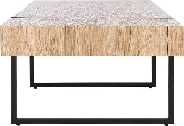 Alt view image 5 of 7 - SAFAVIEH Home Collection Tristan Modern Rectangular Coffee Table COF7000B, 43.3" W x 23.6" L x 15.7" H, Natural/Black Metal Legs