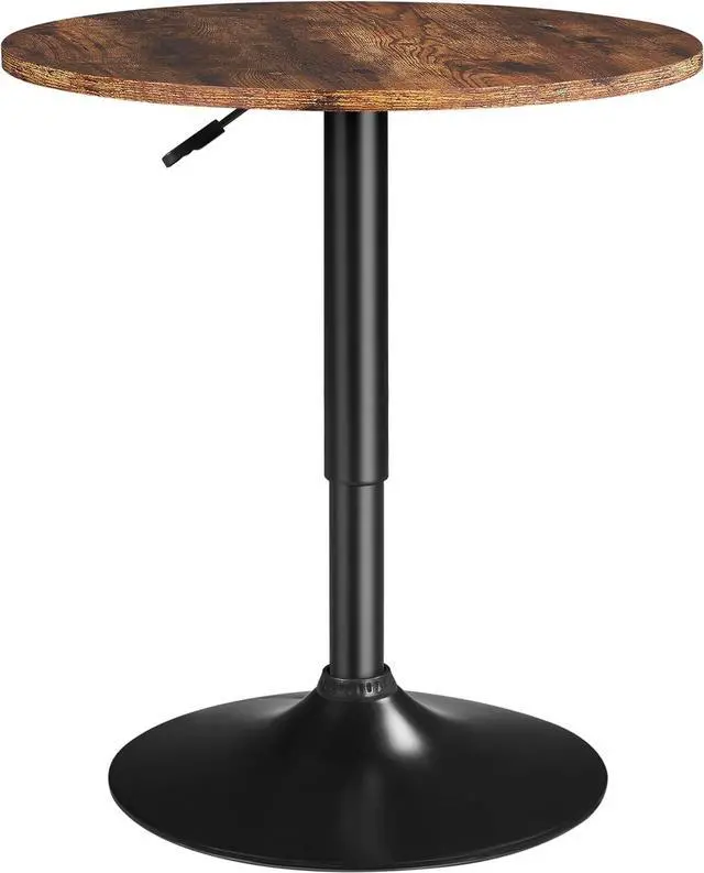 Main image of Yaheetech Round Pub Table Height Adjustable with 360 Swivel MDF Tabletop for Dining Bistro Cafe Home Bar, Rustic Brown